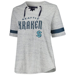Seattle Kraken Fanatics Women's Plus Size Lace-Up T-Shirt - Heather Gray - NHL
