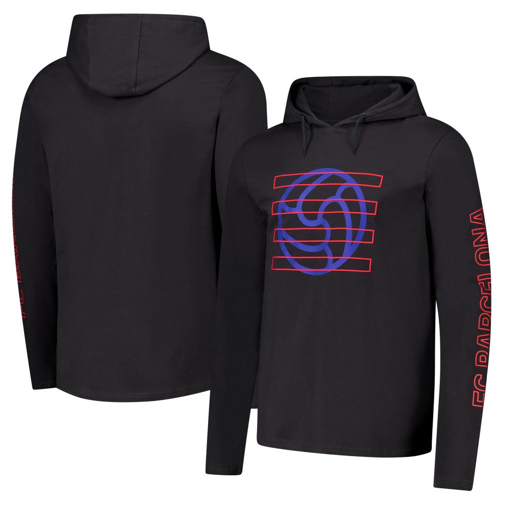 Barcelona Wordmark Long Sleeve Hoodie T-Shirt- Charcoal - FIFA World CUP