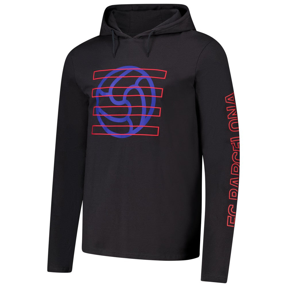 Barcelona Wordmark Long Sleeve Hoodie T-Shirt- Charcoal - FIFA World CUP