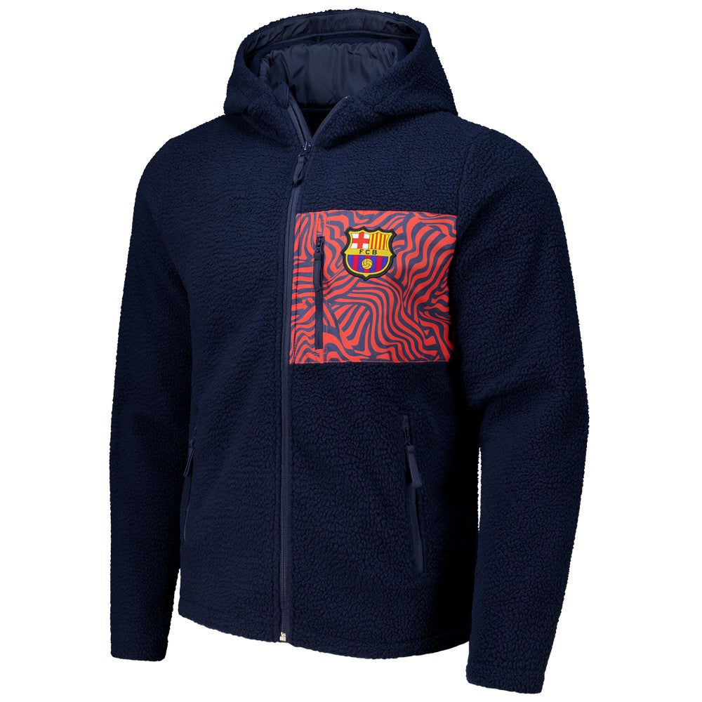 Barcelona Sherpa Full-Zip Hoodie Jacket Navy - FIFA World CUP