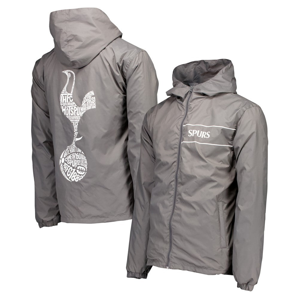 Tottenham Hotspur Home Match Hoodie Full-Zip Windbreaker Jacket Gray - FIFA World CUP