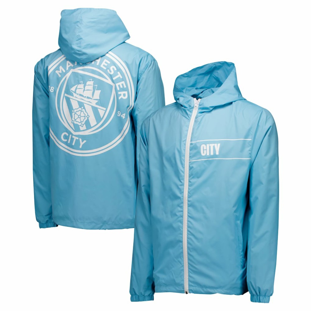 Manchester City Home Match Hoodie Full-Zip Windbreaker Jacket Light Blue - FIFA World CUP