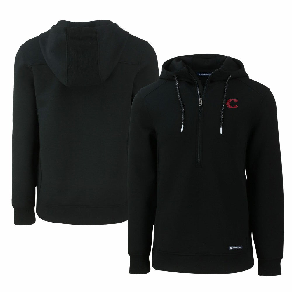 Cincinnati Reds Cutter & Buck City Connect Roam Eco Recycled Half-Zip Pullover Hoodie - MLB