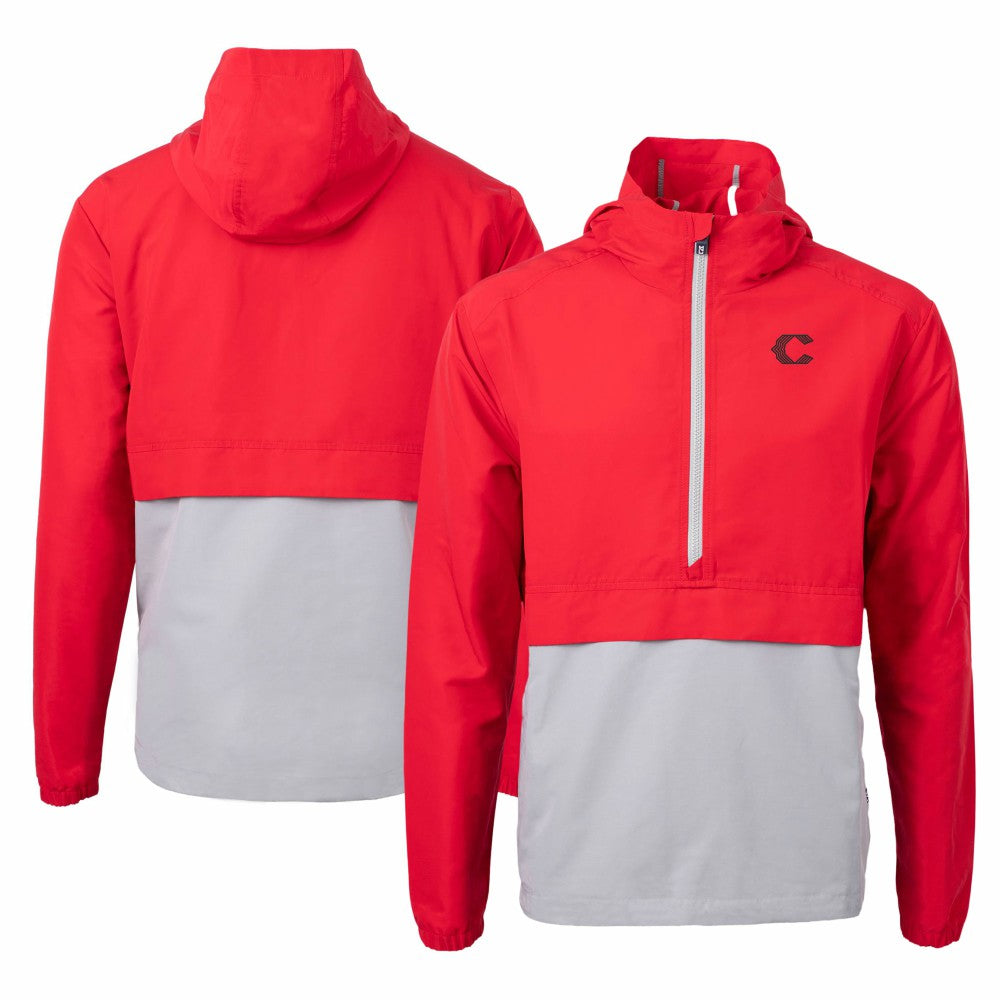 Cincinnati Reds Cutter & Buck City Connect Charter Eco Recycled Half-Zip Anorak Jacket - MLB