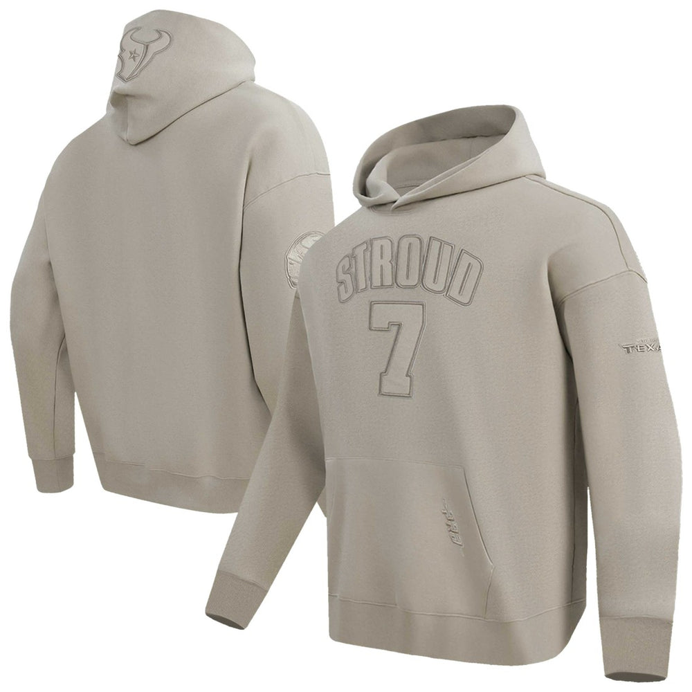 C.J. Stroud Houston Texans Pro Standard Player Name & Number Pullover Hoodie Tan | NFL