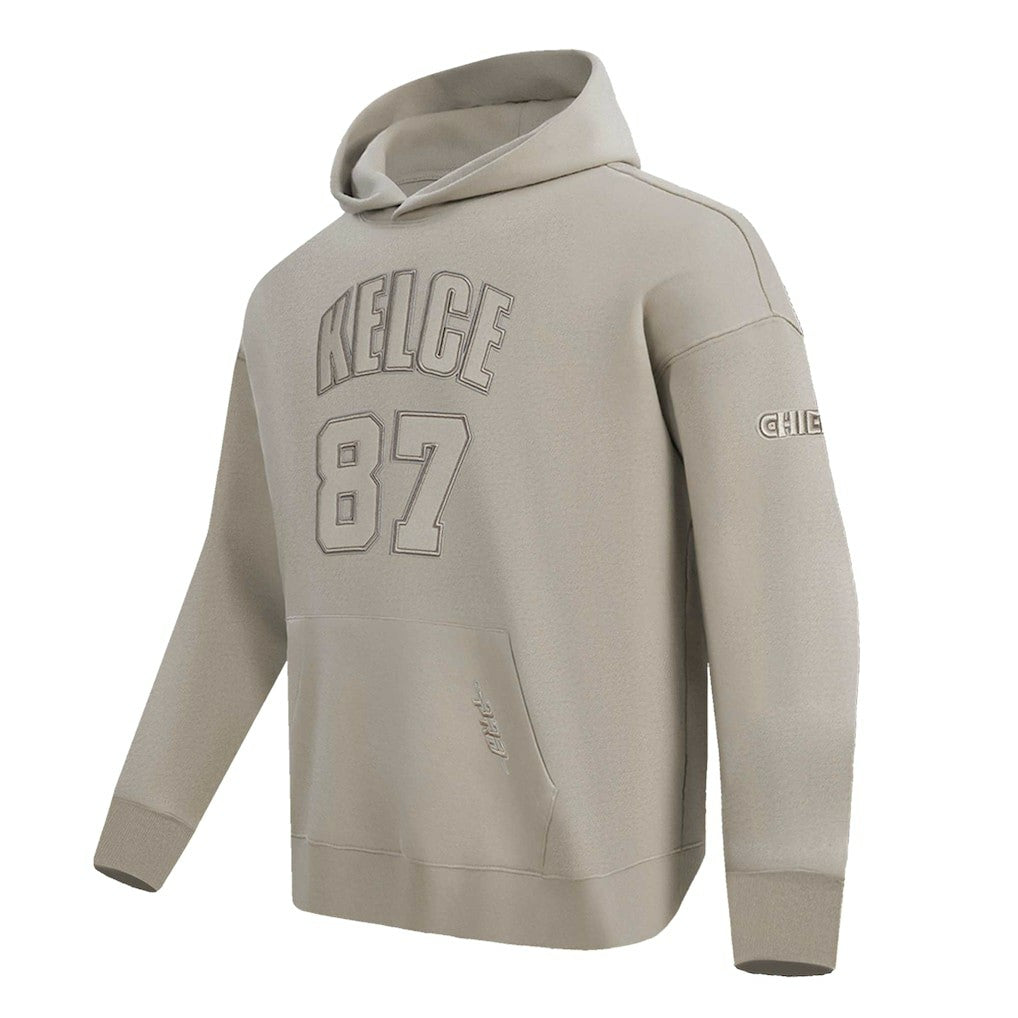 Travis Kelce Kansas City Chiefs Pro Standard Player Name & Number Pullover Hoodie Tan | NFL