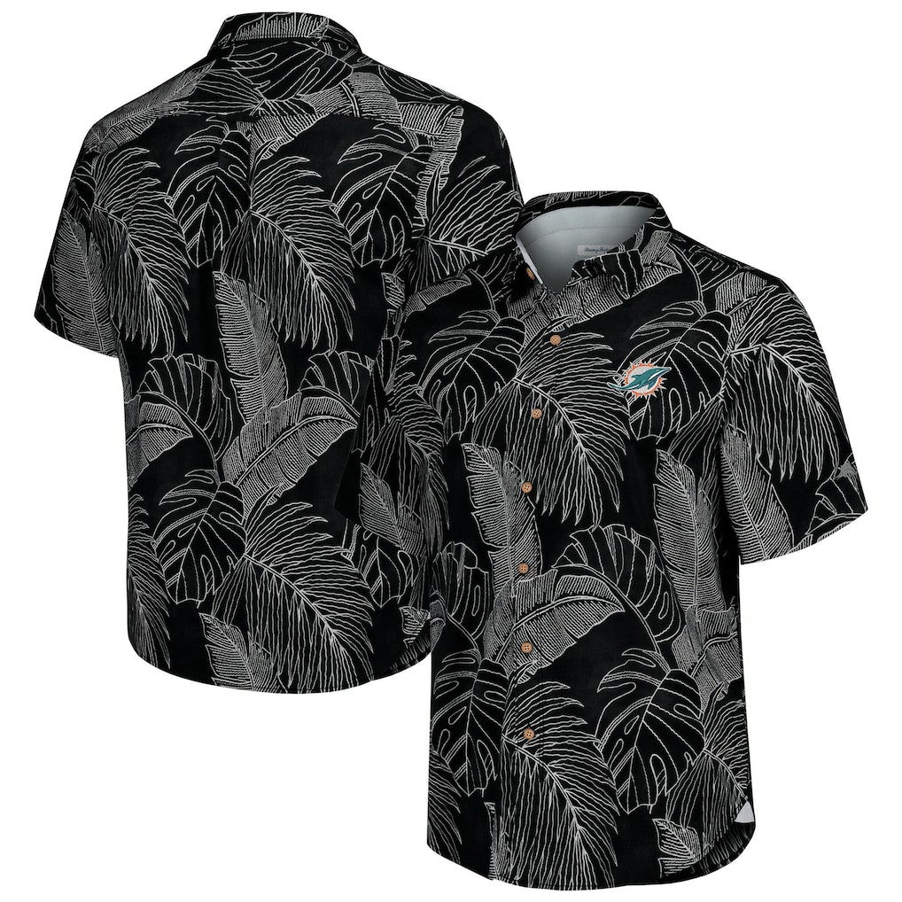 Miami Dolphins Sport Vine Line Button-Down Shirt Black | Tommy Bahama