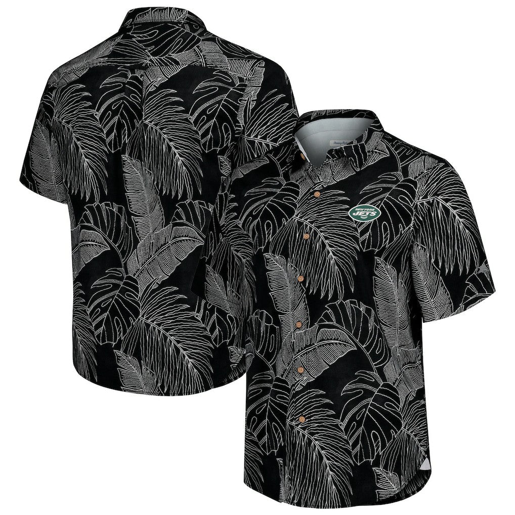 New York Jets Sport Vine Line Button-Down Shirt Black | Tommy Bahama