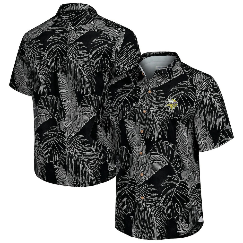 Minnesota Vikings Sport Vine Line Button-Down Shirt Black | Tommy Bahama