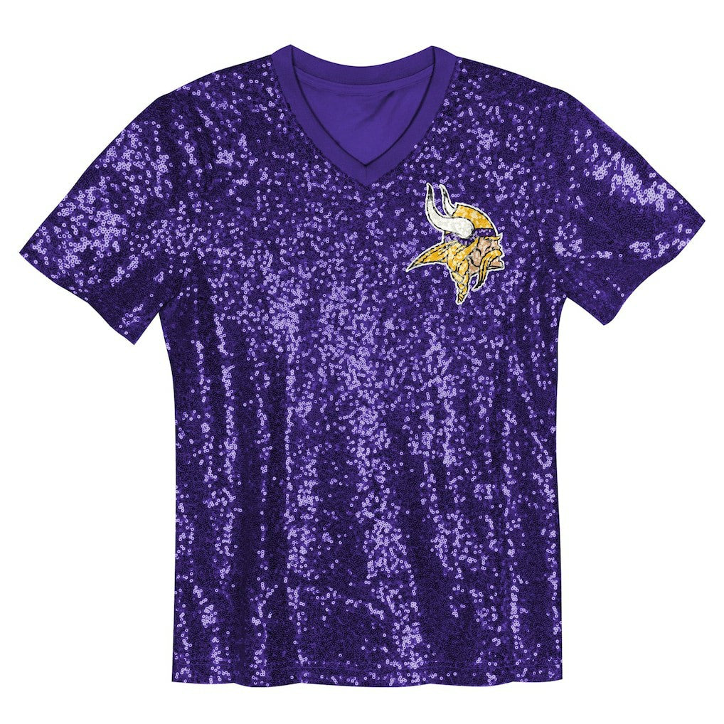 Justin Jefferson Minnesota Vikings Girls Youth Sequin V-Neck Fashion Jersey Purple | NFL