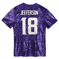 Justin Jefferson Minnesota Vikings Girls Youth Sequin V-Neck Fashion Jersey Purple | NFL