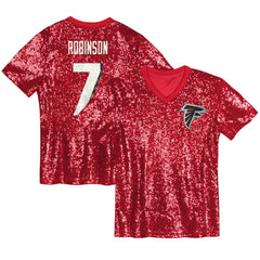 Bijan Robinson Atlanta Falcons Girls Youth Sequin V-Neck Fashion Jersey Red | NFL