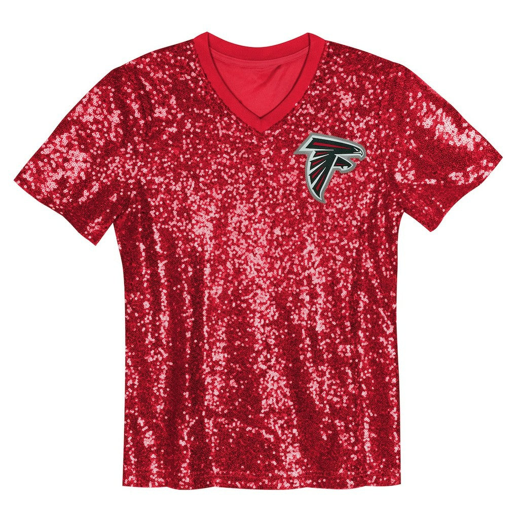 Bijan Robinson Atlanta Falcons Girls Youth Sequin V-Neck Fashion Jersey Red | NFL