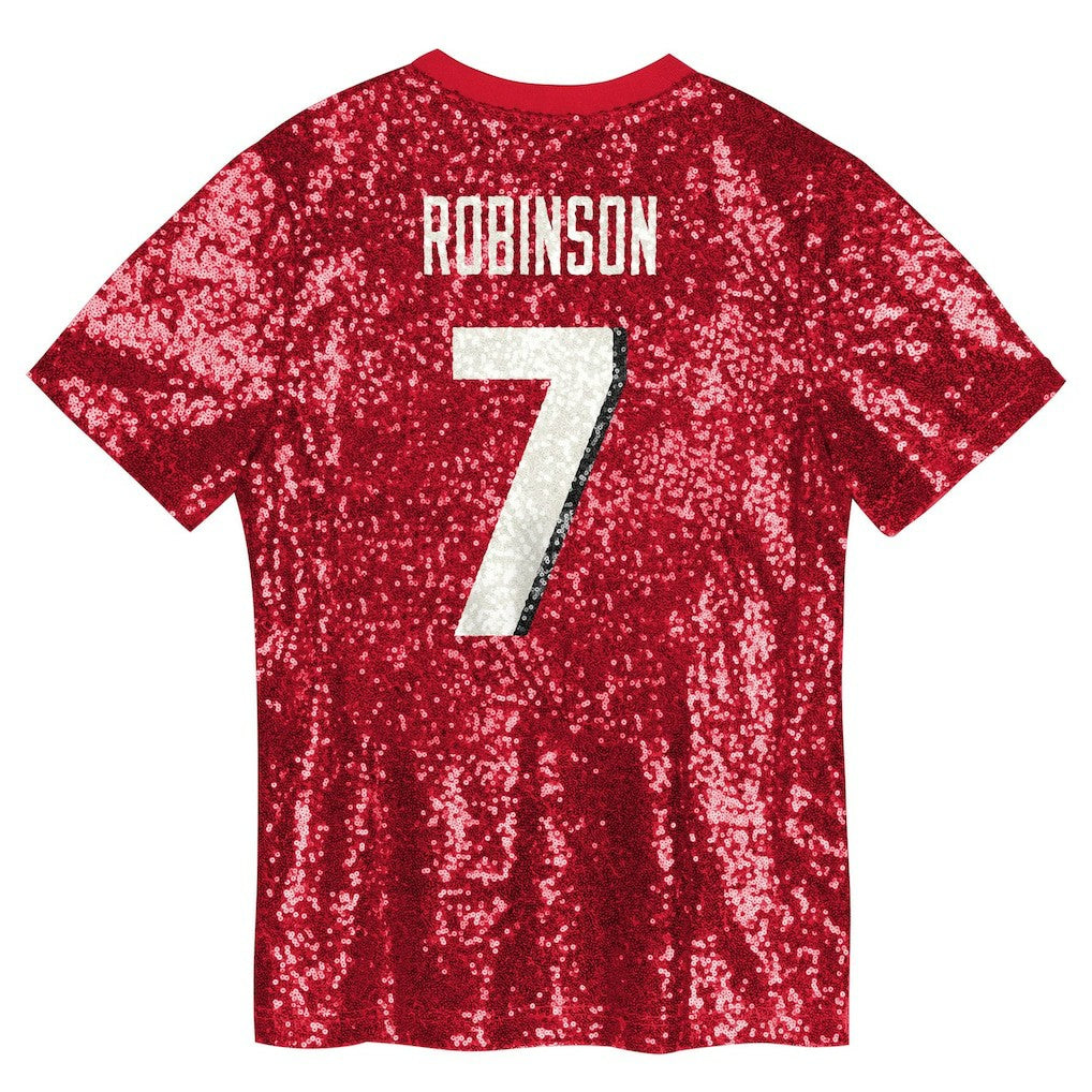 Bijan Robinson Atlanta Falcons Girls Youth Sequin V-Neck Fashion Jersey Red | NFL