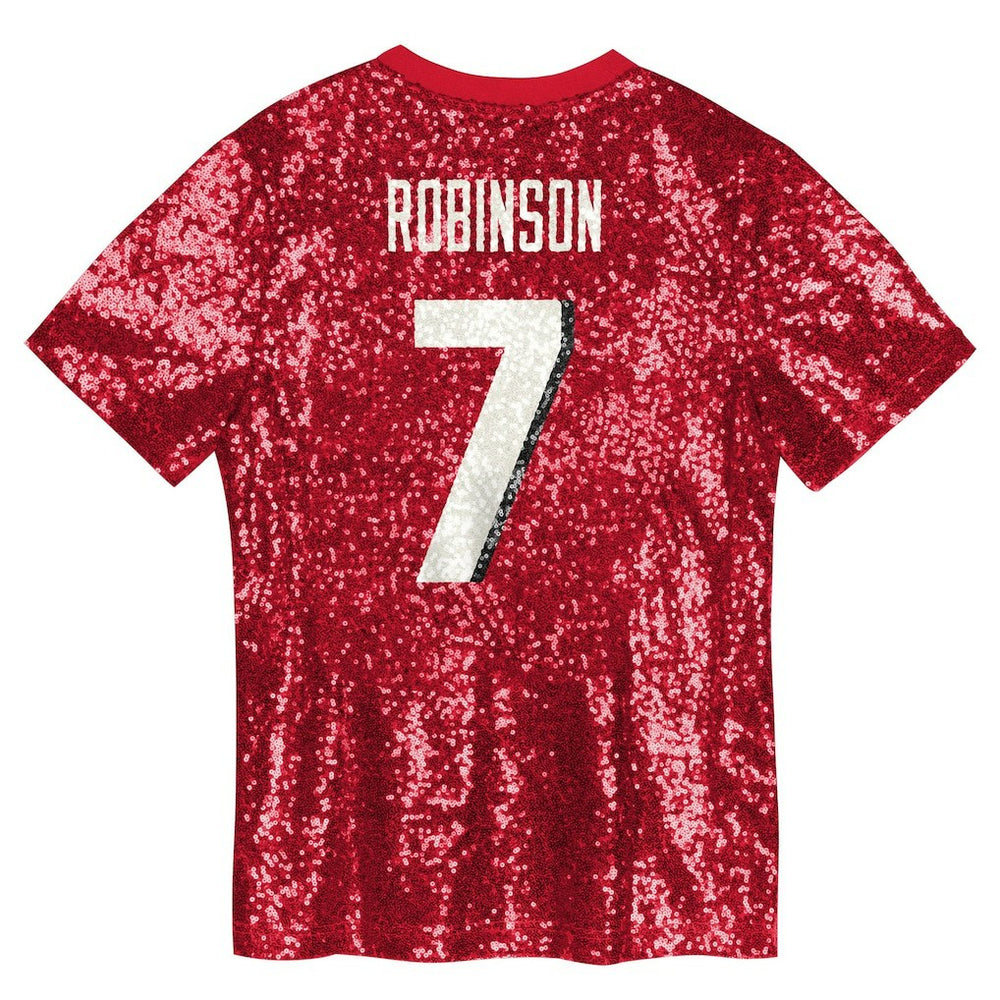 Bijan Robinson Atlanta Falcons Girls Youth Sequin V-Neck Fashion Jersey Red | NFL