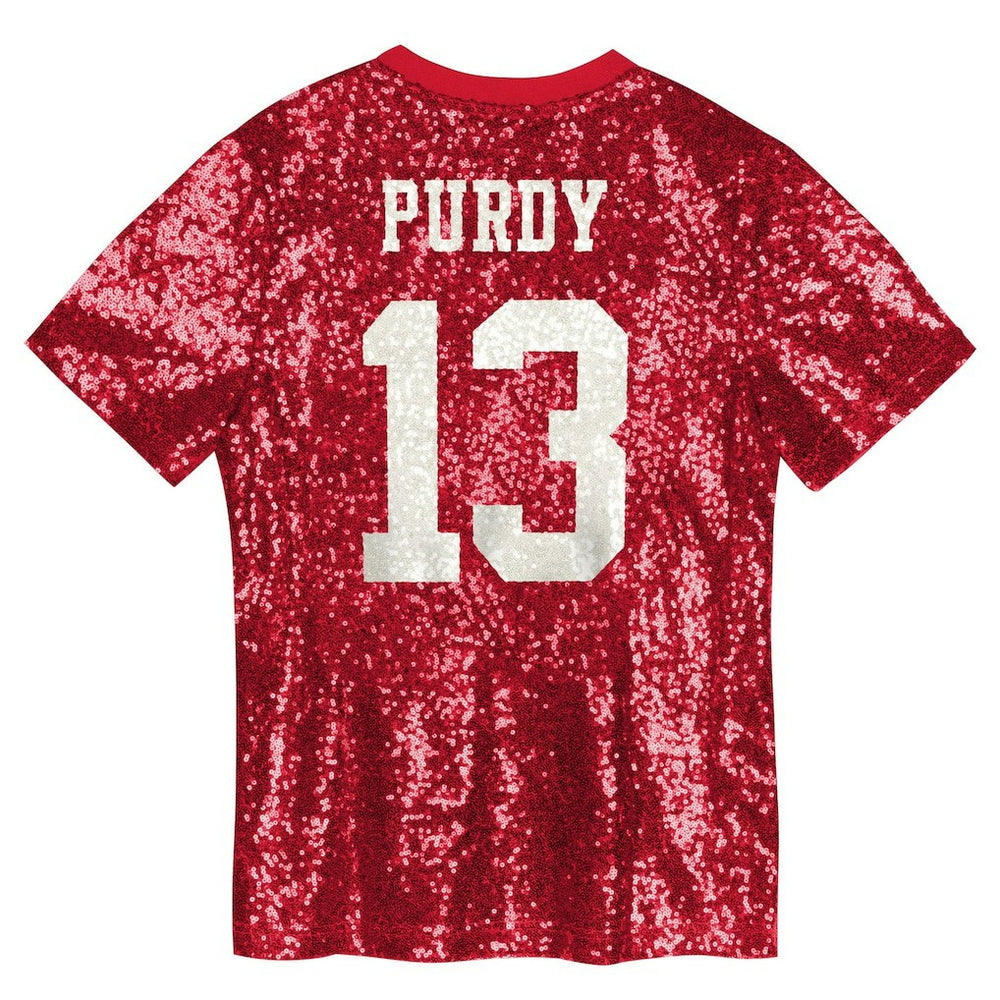 Brock Purdy San Francisco 49ers Girls Youth Sequin V-Neck Fashion Jersey Scarlet | NFL