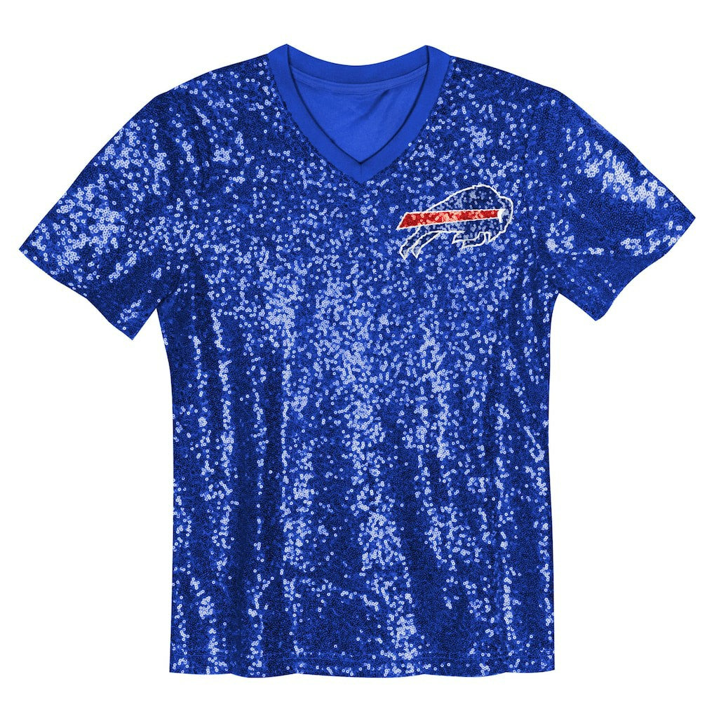Josh Allen Buffalo Bills Girls Youth Sequin V-Neck Fashion Jersey Royal | NFL