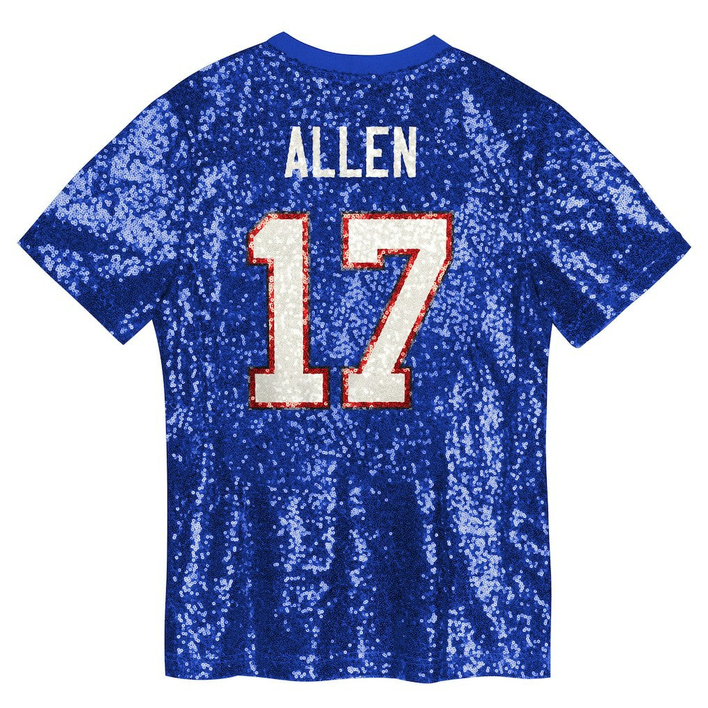 Josh Allen Buffalo Bills Girls Youth Sequin V-Neck Fashion Jersey Royal | NFL