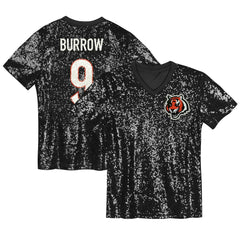 Joe Burrow Cincinnati Bengals Girls Youth Sequin V-Neck Fashion Jersey Black | NFL
