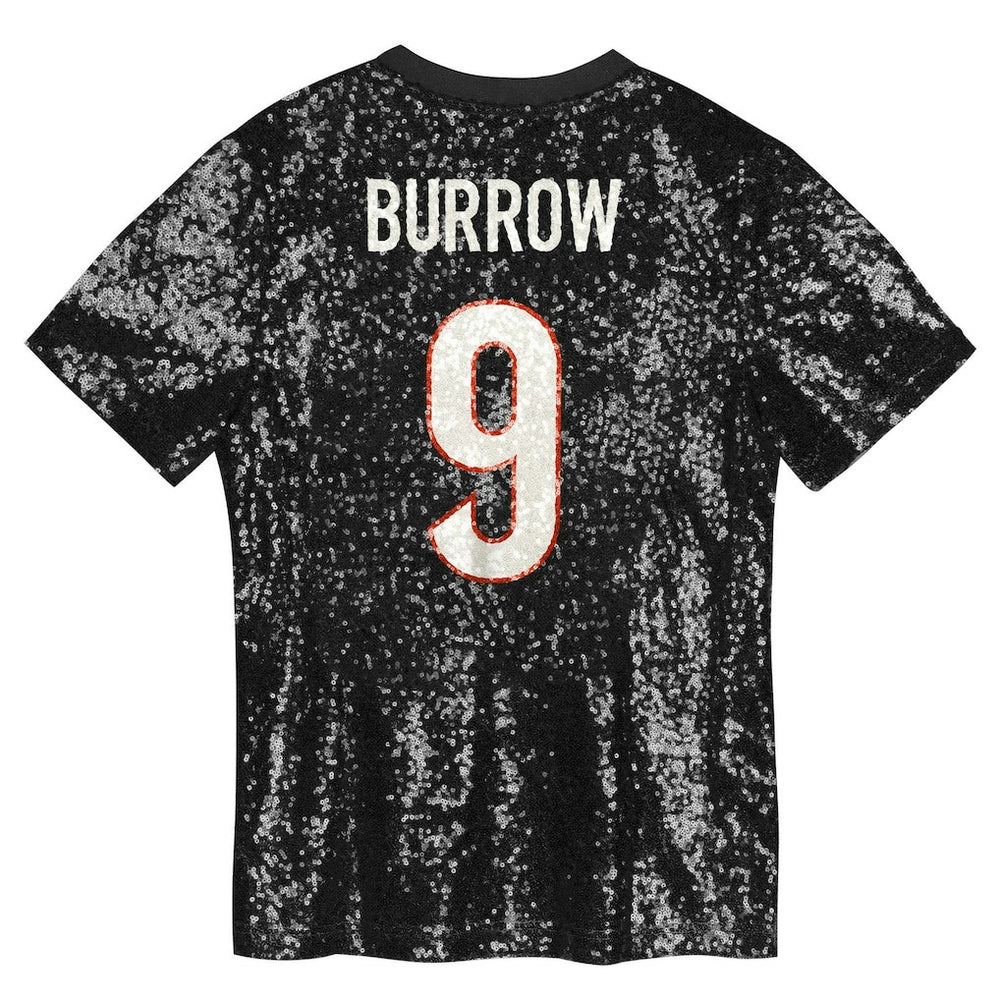 Joe Burrow Cincinnati Bengals Girls Youth Sequin V-Neck Fashion Jersey Black | NFL