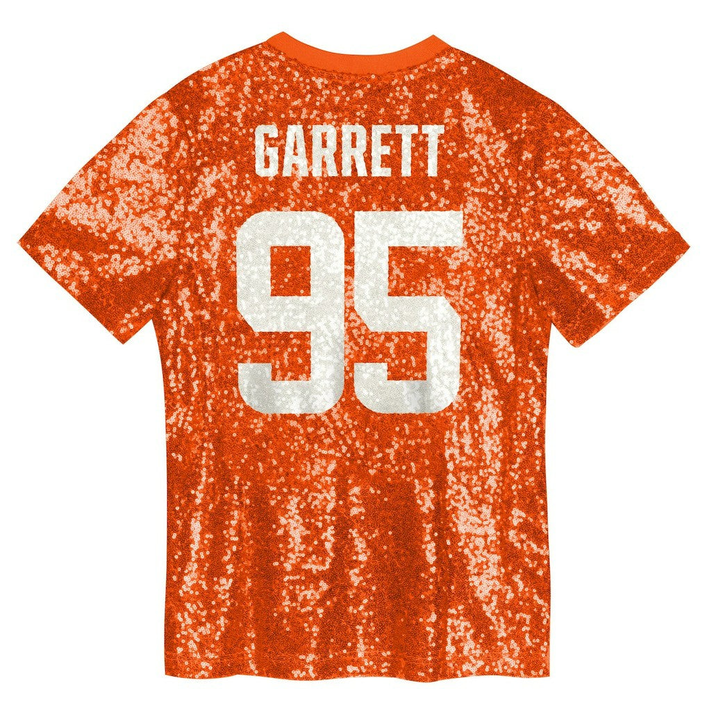 Myles Garrett Cleveland Browns Girls Youth Sequin V-Neck Fashion Jersey Orange | NFL