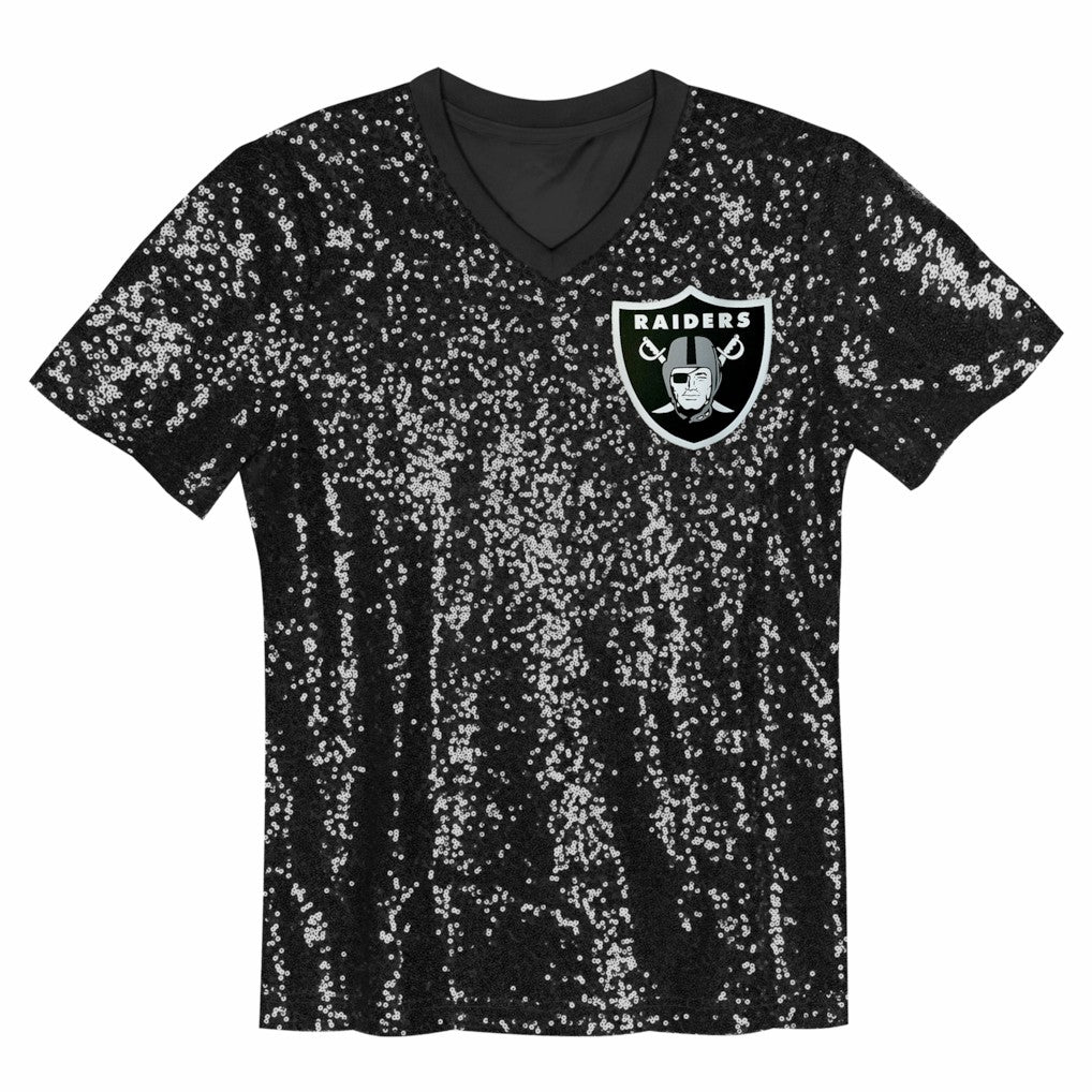 Maxx Crosby Las Vegas Raiders Girls Youth Sequin V-Neck Fashion Jersey Black | NFL