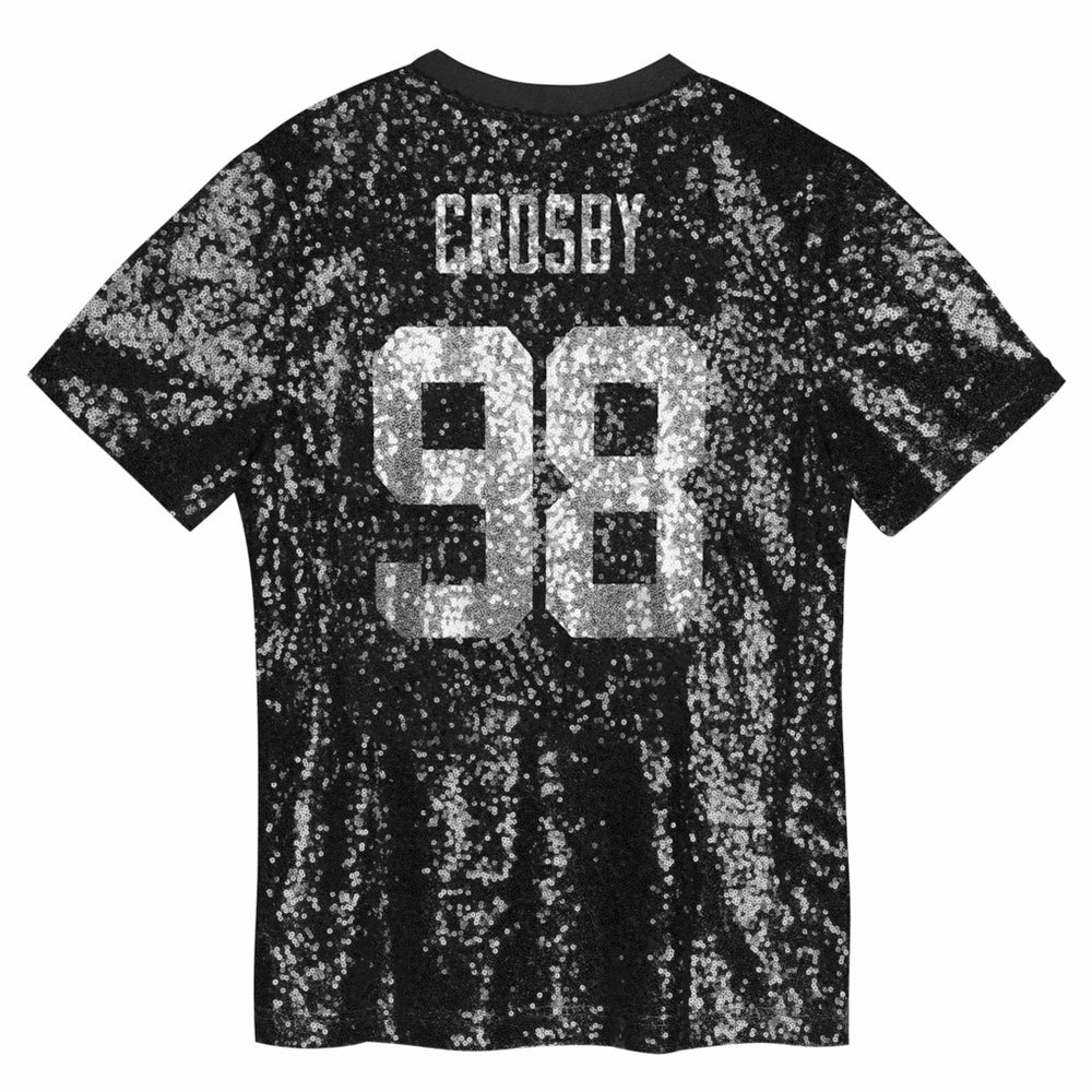Maxx Crosby Las Vegas Raiders Girls Youth Sequin V-Neck Fashion Jersey Black | NFL