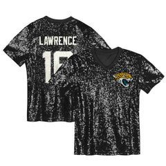 Trevor Lawrence Jacksonville Jaguars Girls Youth Sequin V-Neck Fashion Jersey Black | NFL