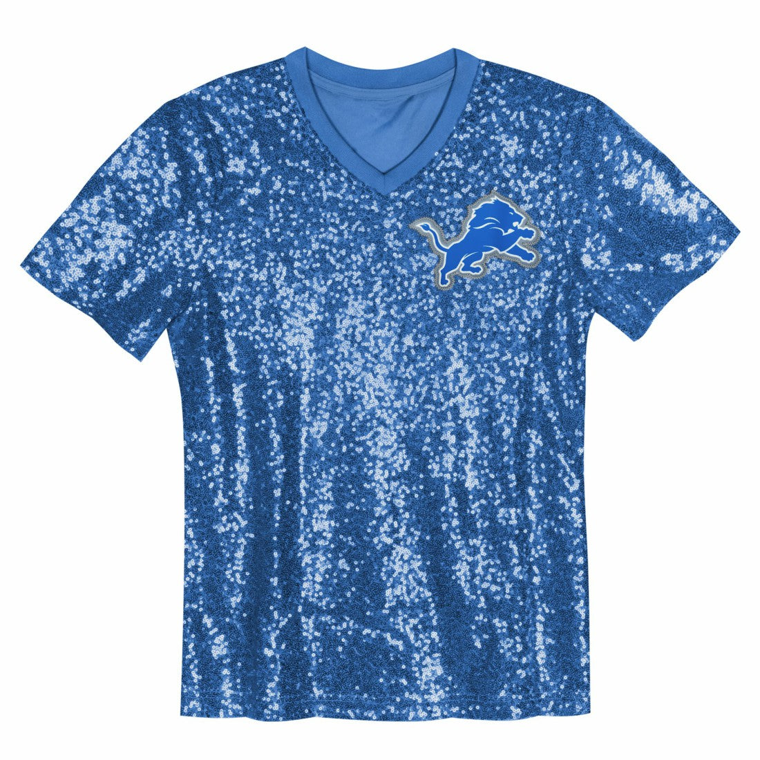 Aidan Hutchinson Detroit Lions Girls Youth Sequin V-Neck Fashion Jersey Blue | NFL