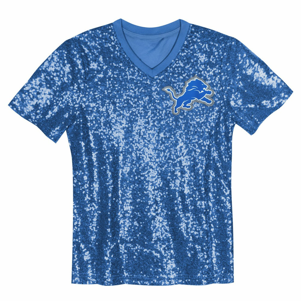Aidan Hutchinson Detroit Lions Girls Youth Sequin V-Neck Fashion Jersey Blue | NFL