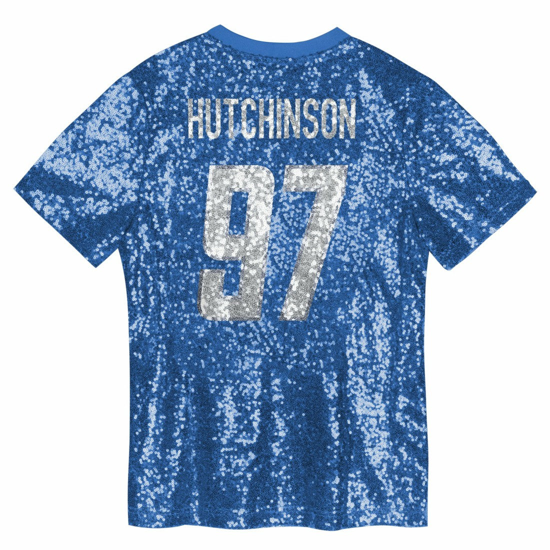 Aidan Hutchinson Detroit Lions Girls Youth Sequin V-Neck Fashion Jersey Blue | NFL