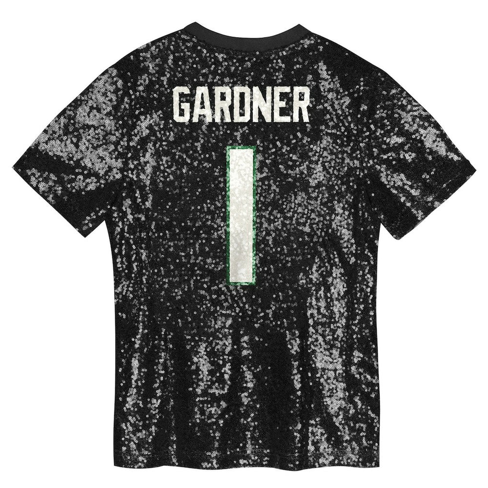 Sauce Gardner New York Jets Girls Youth Sequin V-Neck Fashion Jersey Black | NFL