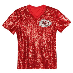 Patrick Mahomes Kansas City Chiefs Girls Youth Sequin V-Neck Fashion Jersey Red | NFL
