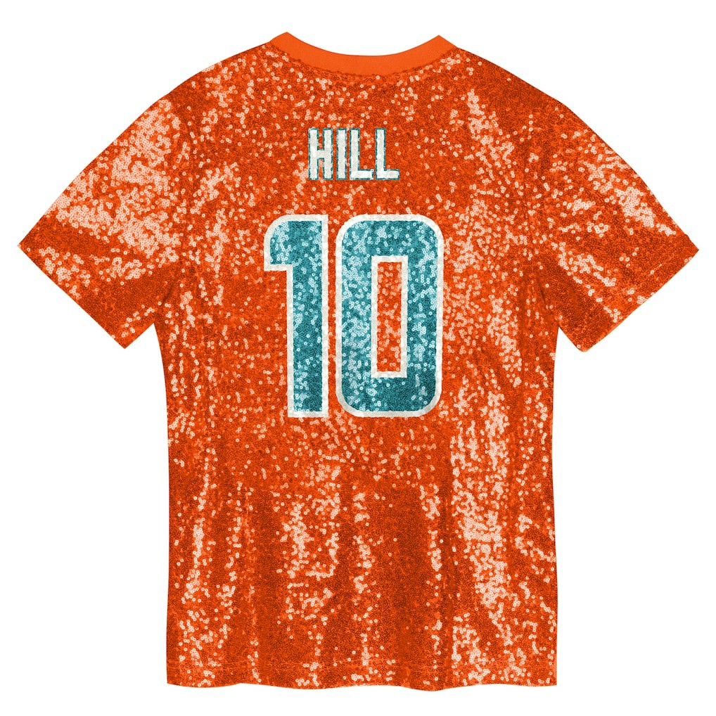 Tyreek Hill Miami Dolphins Girls Youth Sequin V-Neck Fashion Jersey Orange | NFL