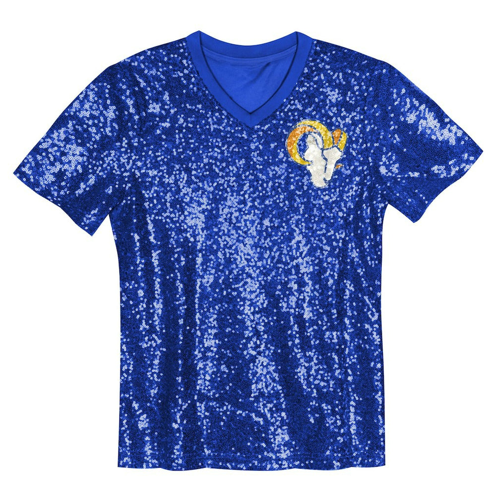 Puka Nacua Los Angeles Rams Girls Youth Sequin V-Neck Fashion Jersey Royal | NFL
