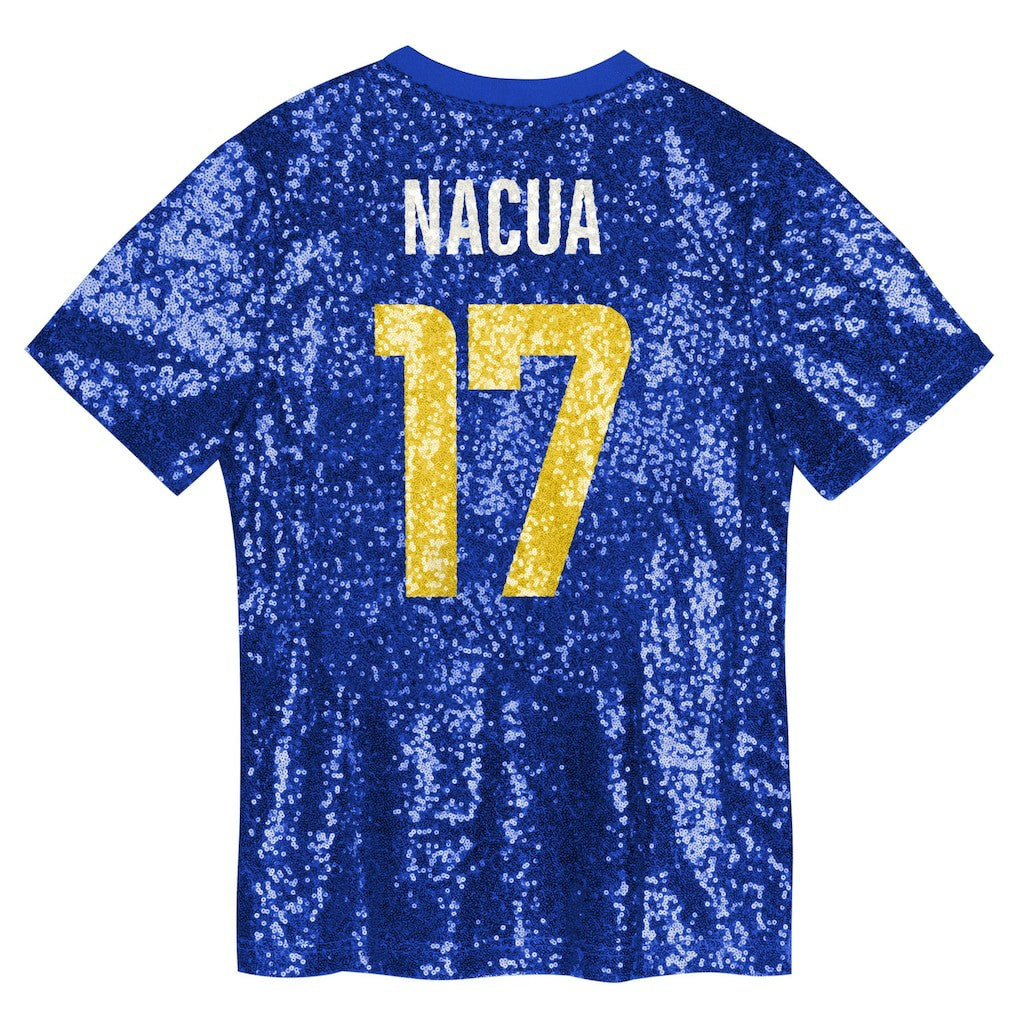 Puka Nacua Los Angeles Rams Girls Youth Sequin V-Neck Fashion Jersey Royal | NFL