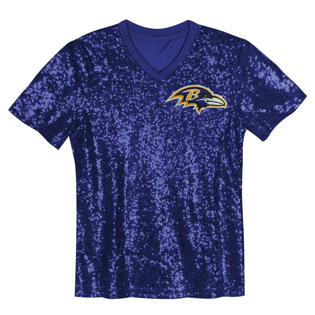 Lamar Jackson Baltimore Ravens Girls Youth Sequin V-Neck Fashion Jersey Purple | NFL