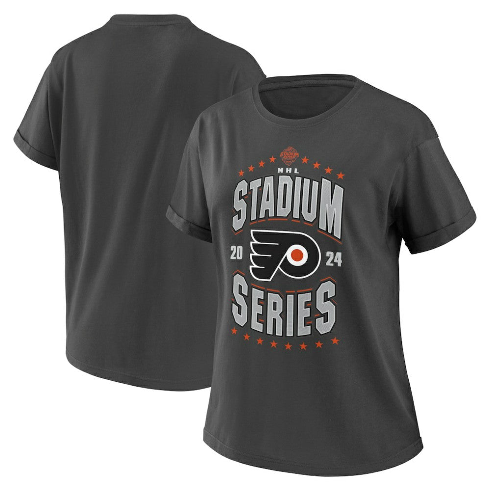 Philadelphia Flyers WEAR by Erin Andrews Women's 2024 NHL Stadium Series Boyfriend T-Shirt - Charcoal - NHL