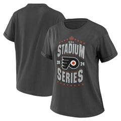 Philadelphia Flyers WEAR by Erin Andrews Women's 2024 NHL Stadium Series Boyfriend T-Shirt - Charcoal - NHL