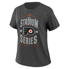 Philadelphia Flyers WEAR by Erin Andrews Women's 2024 NHL Stadium Series Boyfriend T-Shirt - Charcoal - NHL