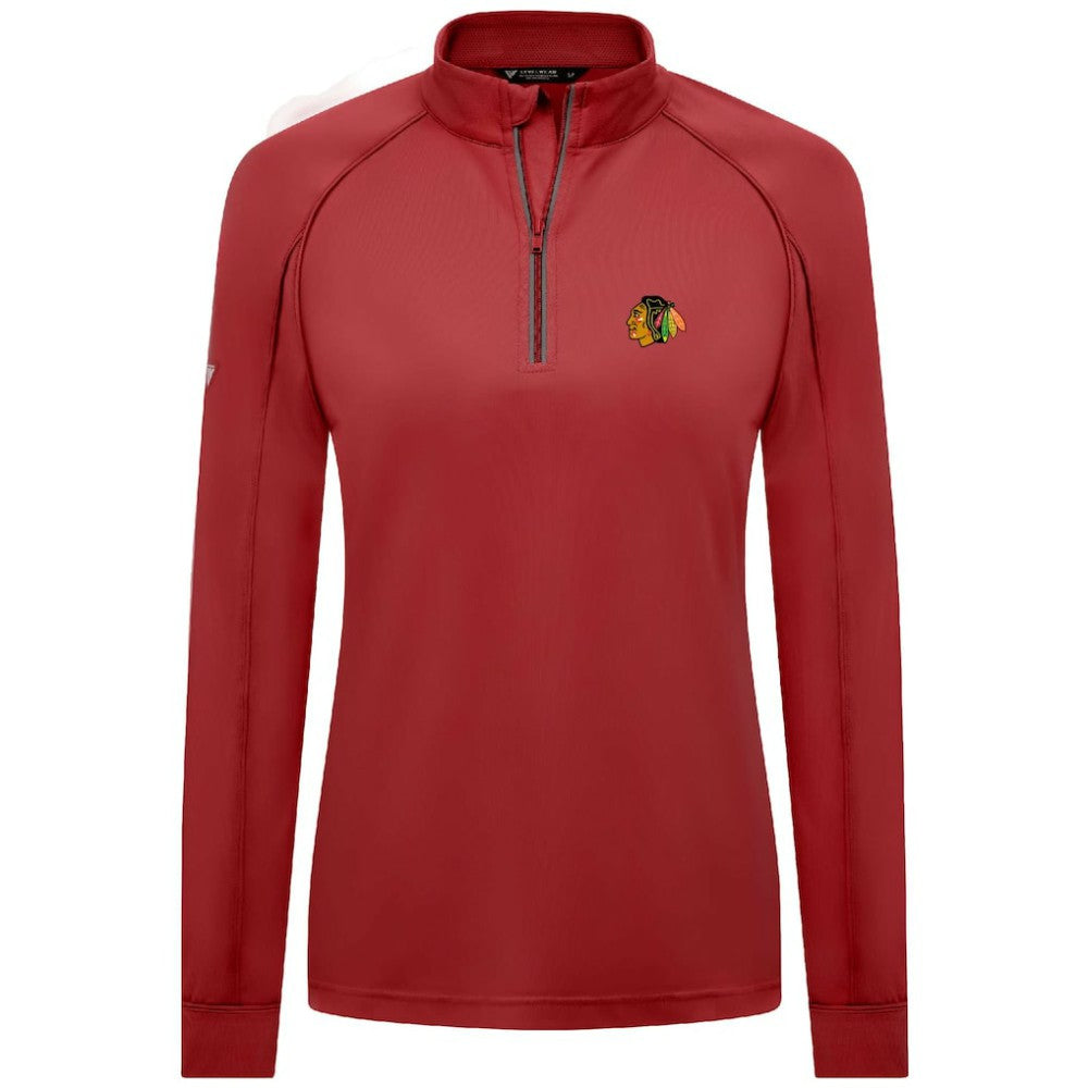Chicago Blackhawks Levelwear Women's Kinetic Insignia Core Quarter-Zip Pullover Top - Red - NHL