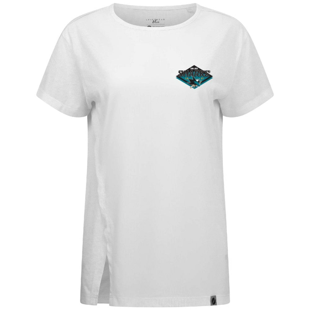 San Jose Sharks Levelwear Women's Influx Club Patch 2.0 T-Shirt - White - NHL