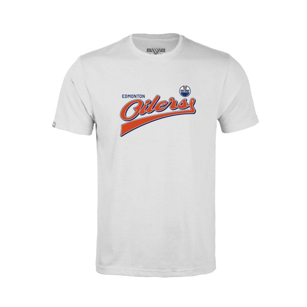 Edmonton Oilers Levelwear Youth Little Richmond Retro Script T-Shirt - White - NHL