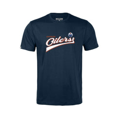 Edmonton Oilers Levelwear Youth Little Richmond Retro Script T-Shirt - Navy - NHL