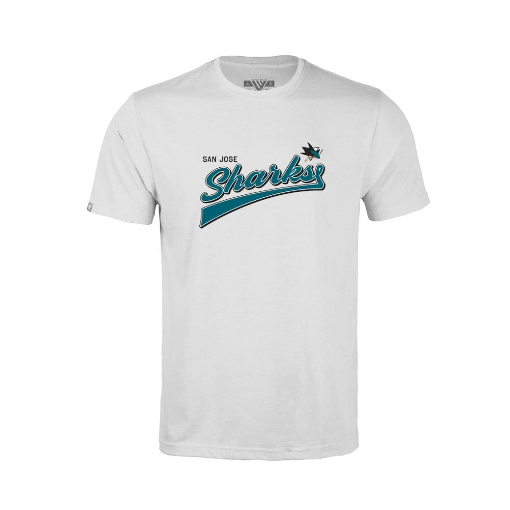 San Jose Sharks Levelwear Youth Little Richmond Retro Script T-Shirt - White - NHL