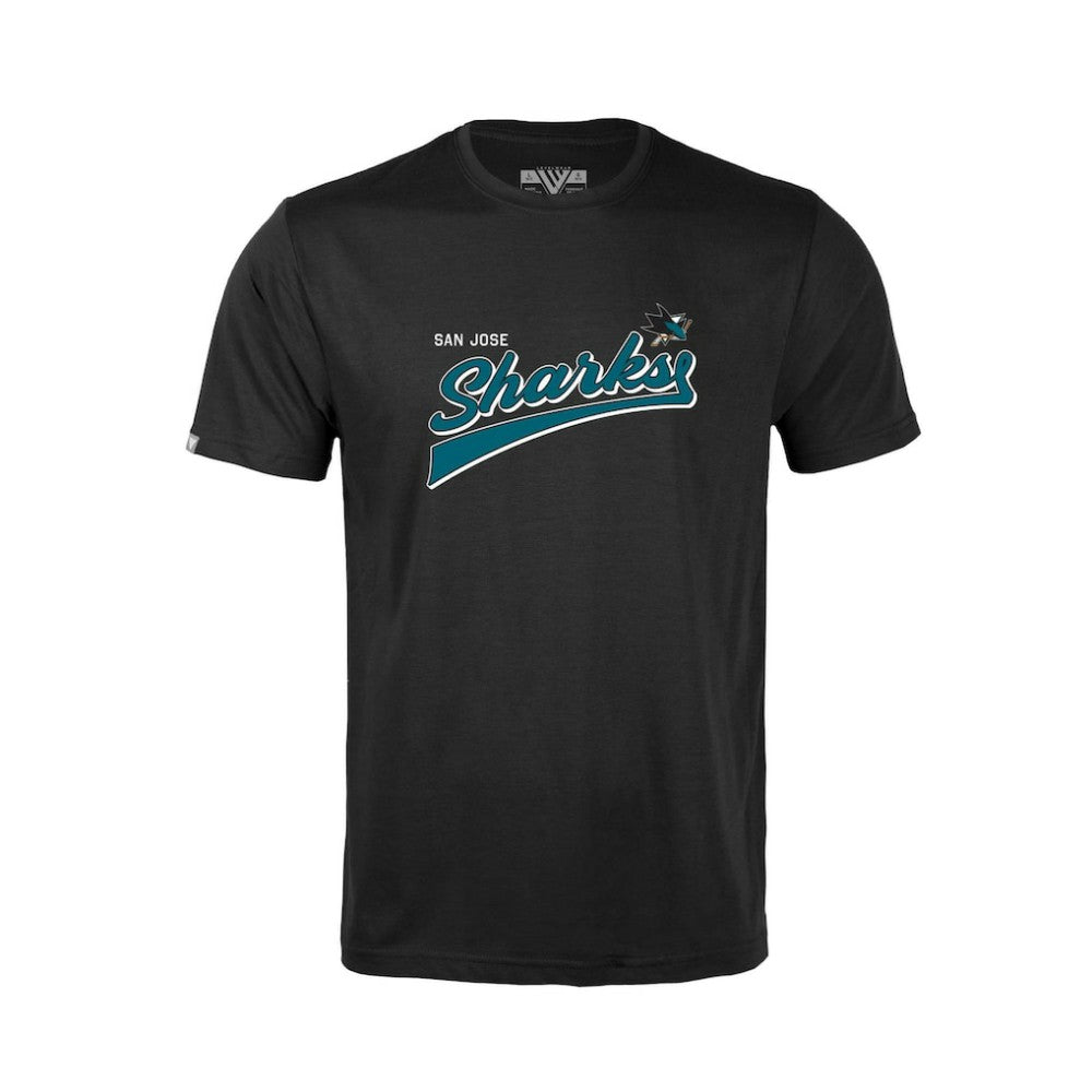 San Jose Sharks Levelwear Youth Little Richmond Retro Script T-Shirt - Black - NHL