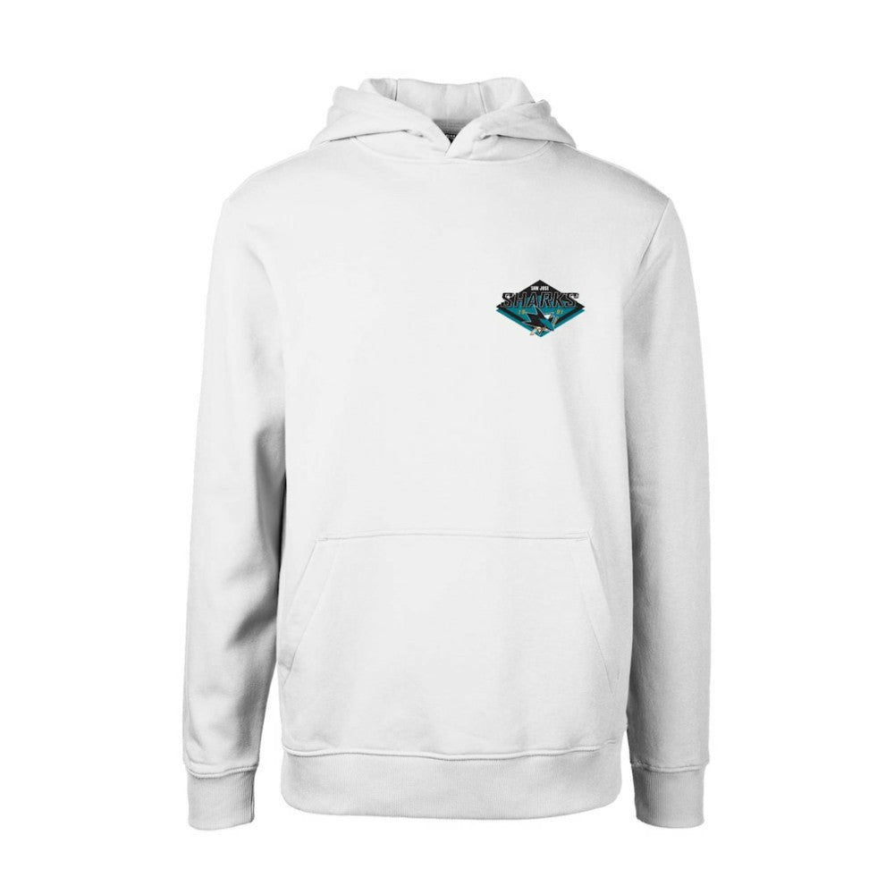 San Jose Sharks Levelwear Youth Podium Club Patch 2.0 Fleece Pullover Hoodie - White - NHL