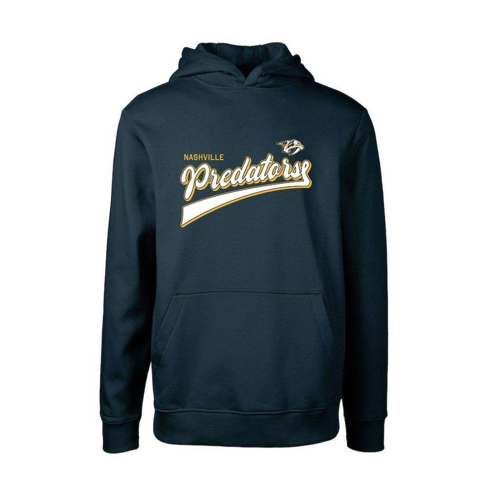 Nashville Predators Levelwear Youth Podium Retro Script Fleece Pullover Hoodie - Navy - NHL