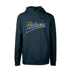 St. Louis Blues Levelwear Youth Podium Retro Script Fleece Pullover Hoodie - Navy - NHL