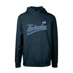 Colorado Avalanche Levelwear Youth Podium Retro Script Fleece Pullover Hoodie - Navy - NHL